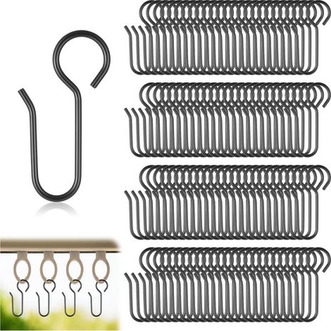 Bei Amazon vorrätig: Edelstahl-Gardinenhaken, Gardinenzubehör, multifunktionale S-Haken, schwarz (20 Stück) (1/5)