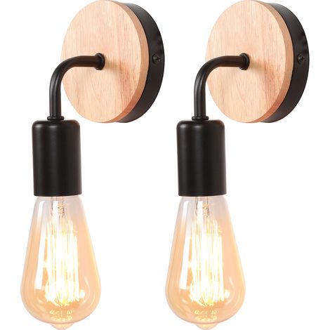 2X, Lámpara De Pared Interior Retro Aplique Pared Moderna Para Sala De Estar, Dormitorio, Pasillo, Cocina (No Incluida) Negro