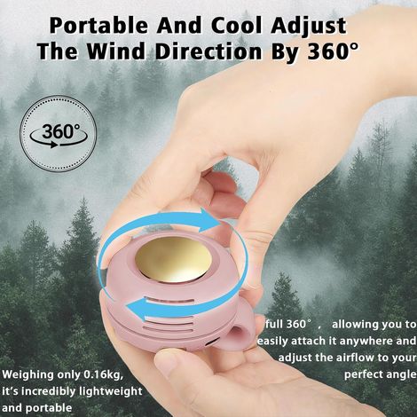 Portable Clip-On Fan, Pink Mini USB Rechargeable 360° Rotatable Fan, 3-Speed Silent Mini Bladeless Fans (1/4)