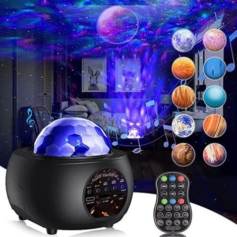 Planeten- und Sternenprojektor-Nachtlicht, 32 Beleuchtungsmodi, Bluetooth-Lautsprecher, TF-Kartenleser (1/4)