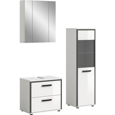 Kojak Badmöbelset 115 cm weiß, weiß Hochglanz. (1/5)