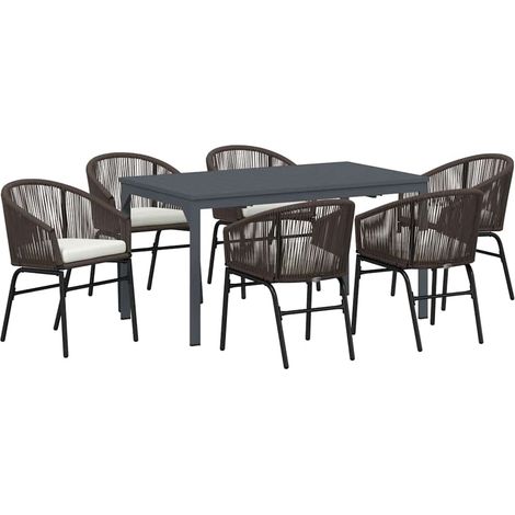 Maison Exclusive - Conjunto de Comedor de Jardín 7 pcs Marrón rat