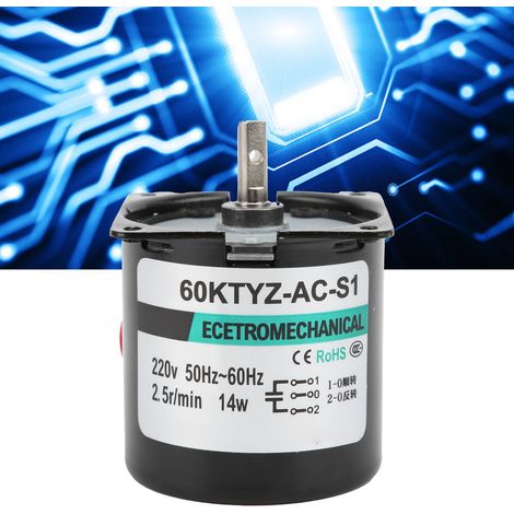 XD60KTYZ 14-W-Wechselstrom-Synchronmotor, langsam laufender Permanentmagnetmotor, drehmomentstarker, bidirektionaler Mikromotor mit niedriger Drehzahl, 2,5 U/min Mittelwelle, 220 V Wechselstrom (1/5)