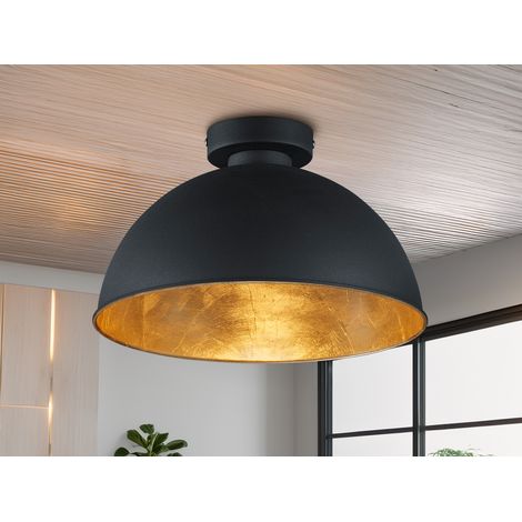 LED Deckenlampe mit Metall Lampenschirm in Schwarz & Gold, Ø31cm (1/5)