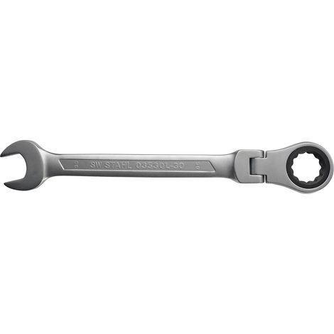 SW-Stahl 03530L-30 Gabelringratschenschlüssel 30 mm I Ringschlüssel mit Gelenk I 72 Zähne I Maulschlüssel mit Ringratsche I Ringratschenmaulschlüssel SW 30 (1/2)