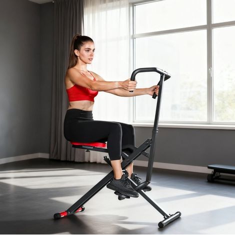 Klappbares Fitnessgerät 105x57x115 cm aus Metall Rot, verstellbarer Sitz – MEUBLIV (1/5)