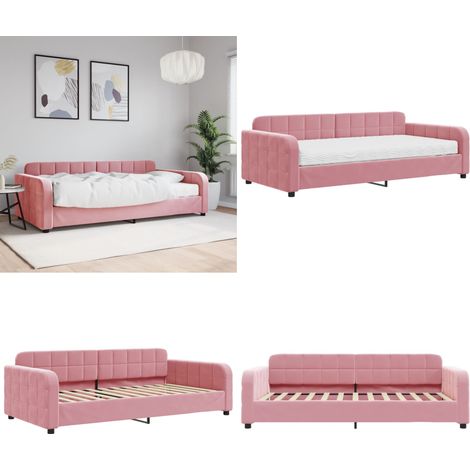 vidaXL Tagesbett mit Matratze Rosa 100x200 cm Samt (1/5)