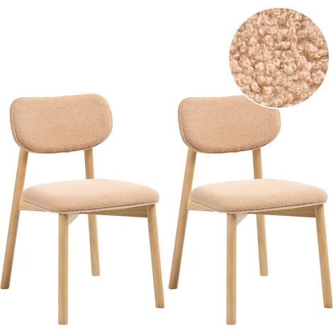 Esszimmerstuhl 2er Set MILLS Bouclé Hellbraun / Beige