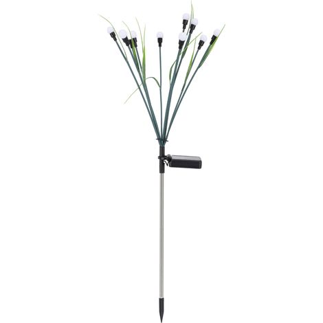 Lumière solaire de jardin LED décorative oscillante IP65 étanche rechargeable extérieur pour Noël Mariage Fête 10 têtes lumière blanche chaude poteau vert (1/5)