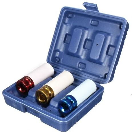 3 pcs CR-MO 1/2 "17mm 19mm 21mm Alliage Écrou Impact Roue Socket Set Mur Socle Impact Profond (1/3)