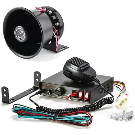 Sirène de police pour voiture, haut-parleur électronique 12V 200W, alarme (1/5)