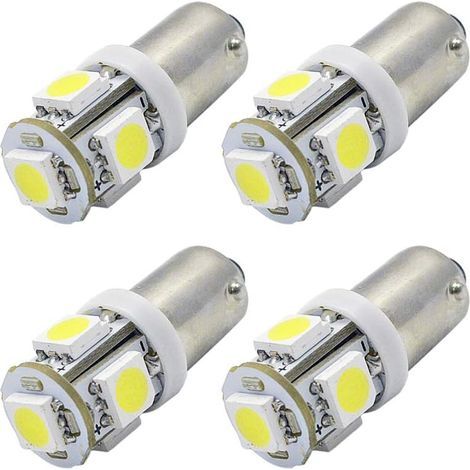 4er-Pack BA9S LED-Lampen, 12 V, weiß, 5050, 5SMD, für Kennzeichenbeleuchtung und Fahrzeuginnenbeleuchtung (1/5)