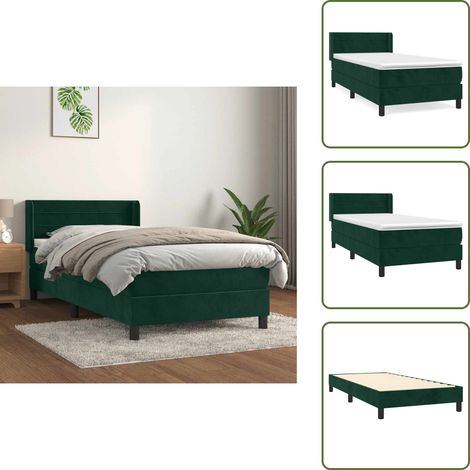 Boxspringbett mit Matratze Dunkelgrün 90x200 cm Samt - Samtbett - Boxspringbett - Doppelbett - Bettauflage - Liegekomfort (1/5)