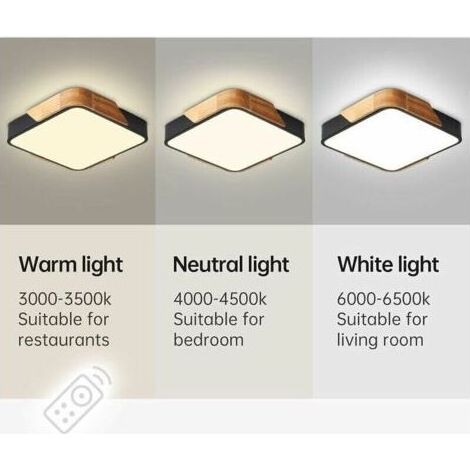 24-W-LED-Deckenleuchte mit Fernbedienung, einstellbarer Helligkeit, ultradünne, moderne quadratische Leuchte für Bad, Wohnzimmer, Schlafzimmer, Küche, Balkon, Flur, Schwarz, 30 cm (1/5)