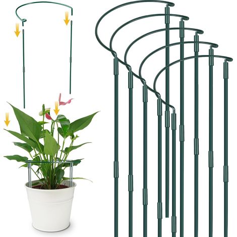 5 Pièces - Tuteur Pour Plantes - Piquet De Soutien - Structure Demi-Ronde En Acier Pour Hortensias Et Pivoines Jardin Extérieur Vert 25x60cm (1/5)
