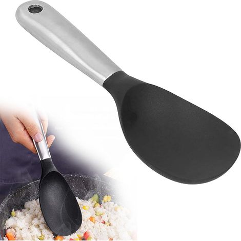 Paddle de riz Silicone Servir Spoon en acier inoxydable Servir Spoon résistant à la chaleur Servir Spoon Lave-vaisselle Safe (1/4)