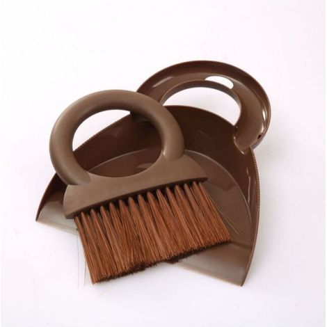 (Brown) Dustpan and Brush Set Multifunctional Cleaning Tool Mini Round Handle Broom Dustpan Dustpan Dustpan for Home Kitchen MUMU (1/4)