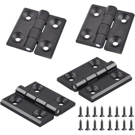 4 Pièces Charnières pour Placards, Noir Charnières Aluminium, Butt Charnière à Roulement Billes, Trous de Charnière Plats Pliants, Exterieur Charnière Inox, pour Tables Pliantes, Armoires, Meubles (1/4)