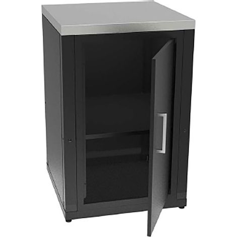 Mobile Cucina da Esterno Armadietto con Anta 60,7x60,7x94 cm Ripiano Superiore in Acciaio Inox Nero