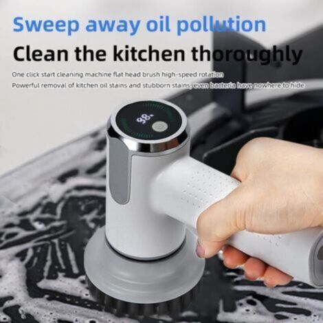 Épurateur électrique Spin, épurateur électrique 2 vitesses pour le nettoyage, avec 3 têtes remplaçables, épurateur de douche sans fil avec affichage de niveau de batterie, brosse de nettoyage électriq (1/3)