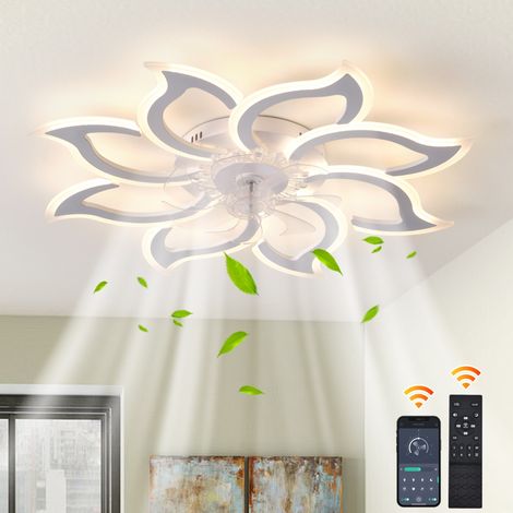 Ganeed Low Profile Ceiling Fan with Lights, 37.4'' Flush Mount LED Ceiling Fan with Remote Control, 3 Color Dimmable LED, 6 Speeds, Modern White Bladeless Ceiling Fan with Lights for Living Room, Bed (1/5)