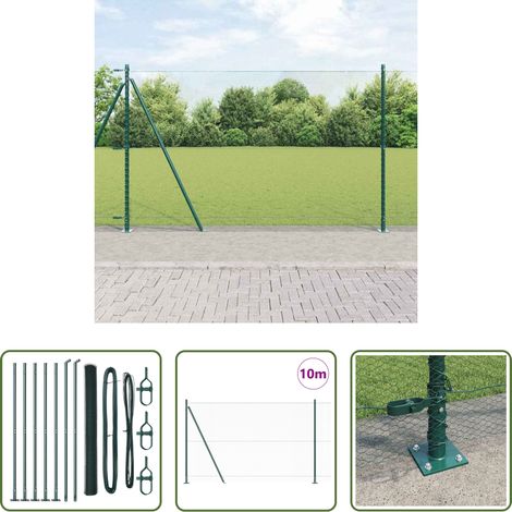 vidaXL Sécurité extérieure - Poteau de clôture. Vert 10 x 1,4 m (treillis de 13 mm) (1/5)