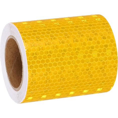Ruban réfléchissant autocollant en PVC dimensions 10 cm x 10 m pour signalisation et visibilité des vélos motos scooters cyclomoteurs et casques couleur jaune (1/5)