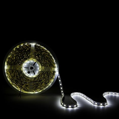 Striscia da 60 LED/M 14,4W 20,400Lm CRI85 6000ºK SMD5050 24VDC IP20 x20M 40,000H [CA-5050-60-14,4W-20M-CW]-Bianco freddo