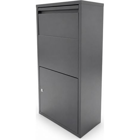 Bituxx Paketbox XL 82 × 44 × 22 cm - abschließbarer Paketkasten für Pakete bis 38 × 33 × 17 cm, wetterfest, 2 Schlüssel, Wand- und Bodenmontage, Anthrazit (1/5)