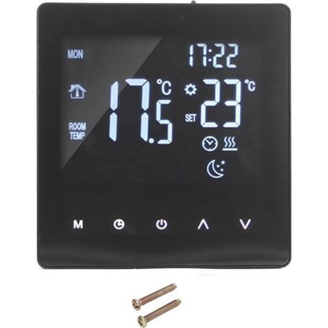 Thermostat numérique, écran LCD, programmable, intelligent, tactile, pour chauffage de l'eau au sol, noir, AC90-240 V, K2MRH3A (1/5)