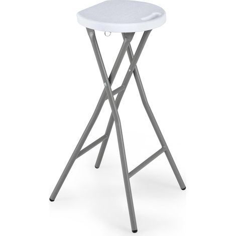 COSTWAY Sgabello Pieghevole da Campeggio in HDPE con Maniglia (Bianco,1) (1/5)