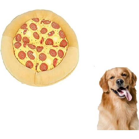 Dog Toy Plush Pizza Dog Toy with Squeaker Funny Dog Gift Fun Durable and Safe Squeaky Dog Toy Plush Dog Toy Interactive Dog Toy (Yellow) (1/5)