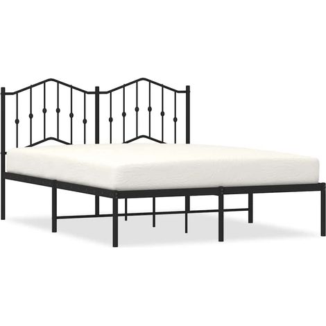 Maison Exclusive - Cadre de lit métal sans matelas avec tête de lit noir 150x200cm (1/5)