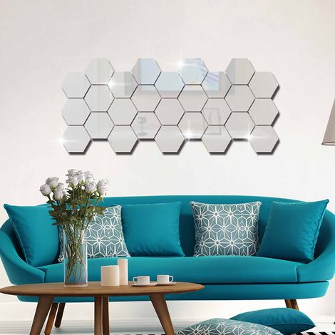 Miroir Acrylique Hexagonal - Décoration Murale en 3D - Pour Chambre Étudiante ou Salon - Lot de 12 Pièces (1/4)