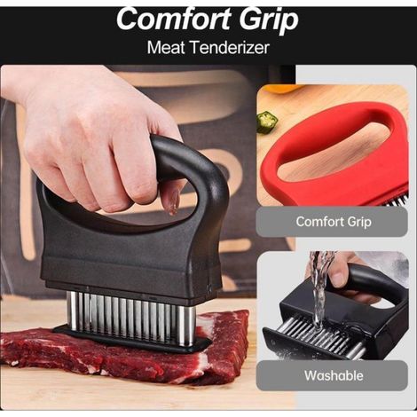 Attendrisseur viande acier inoxydable avec 48 aiguilles, outil manuel pour steak/poulet/porc - noir (1/5)