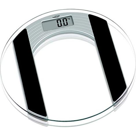Adler AD8122 Báscula de Baño Digital Cristal Templado, Alta Medición 150 kg 100 g, Apagado Automático, Fácil  Transparente (1/5)