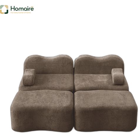 Canapé modulable en velours marron avec accoudoirs 192 x 167 x 70 cm HOMAIRE (1/5)