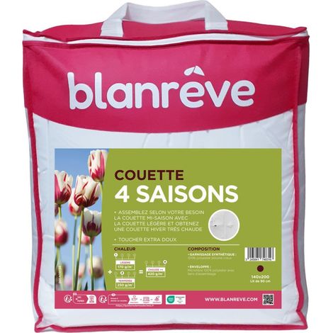 Couette - 140 x 200 cm - BLANReVE - 4 saisons - 420 g/m² - Blanc (1/3)