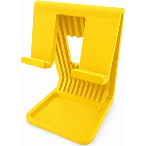 Soporte para tablet iPad amarillo, soporte de escritorio con paso de cables. (1/3)