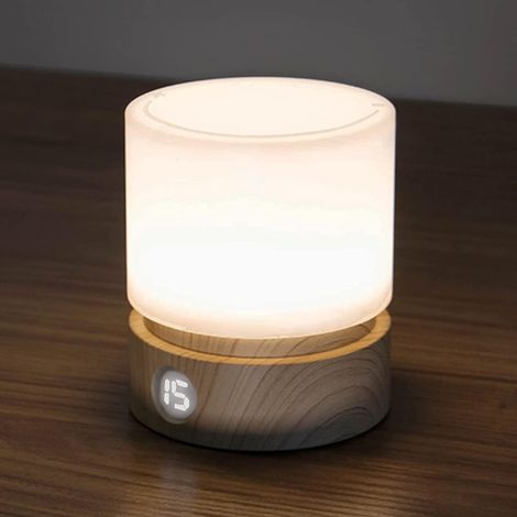 Veilleuse à minuterie, lampe de chevet, idéale pour l'allaitement, intensité réglable, fonctionne sur piles, lumière chaude (1/5)