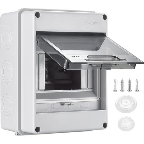 Coffret Électrique Étanche IP65 Extérieur 5 Modules DIN avec Rail Intégré, Porte Transparente et Bornes de Recharge Boîtier ABS Résistant pour Jardin, Cave, Garage, Villas (1/5)