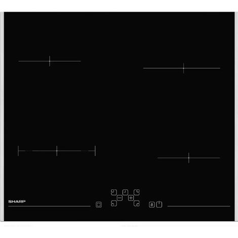 piano cottura in vetroceramica 59 cm 4 fuochi 1800 W nero - KH6V08FT0K - Sharp