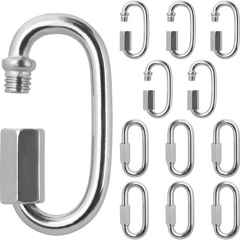 Connecteurs rapides en acier inoxydable à vis – Clips de verrouillage ovales en forme de D très résistants pour extérieur/intérieur, camping et randonnée (1/5)