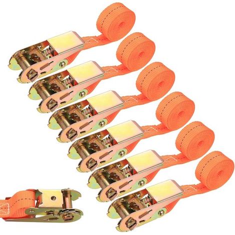 Correas de trinquete ajustables de 25 × 2 m con hebilla - aptas para portabicicletas - transporte de equipaje y caravanas (1/5)
