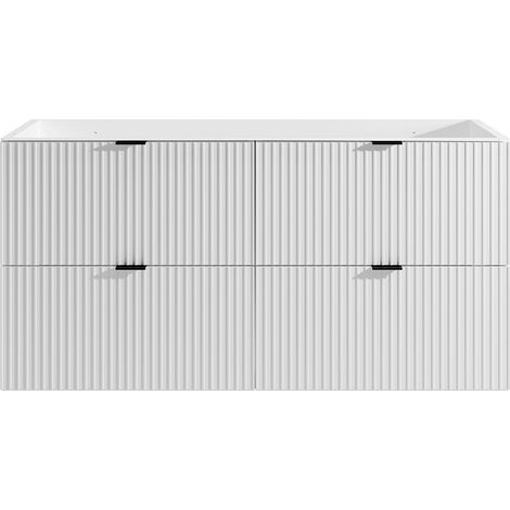 Meuble sous vasque suspendu strié - Blanc mat - 120 cm - ZEVINI (1/3)