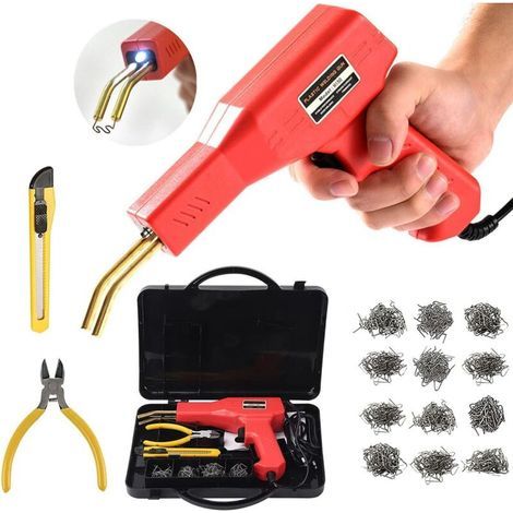 150W Soudage plastique Machine,Réparation de Pistolet de Soudeur, 800 PCS agrafeuse Chaud, Kit de Réparation de Pare-chocs de Voiture,Soudure en (1/4)
