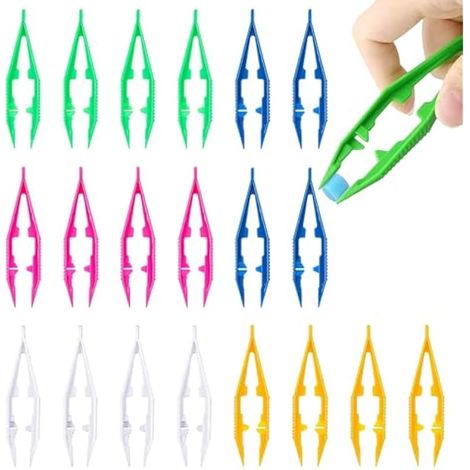 Lot de 10 pinces à épiler multicolores en plastique léger pour le bricolage, l'électronique, les familles, l'artisanat, 10 cm, multifonction (1/4)