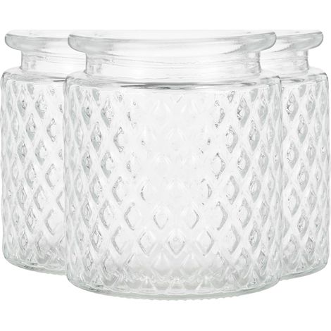 Juego de 3 portavelas de vidrio transparente, capacidad de 280 ml. (1/5)