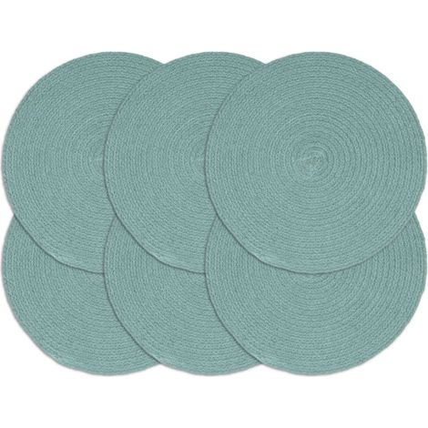 Tischsets 6 Stk. Grün 38 cm Rund Baumwolle vidaXL