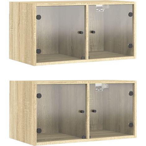 Maison Exclusive - Mobili a Muro con Ante in Vetro 2pz Rovere Sonoma 68,5x37x35 cm